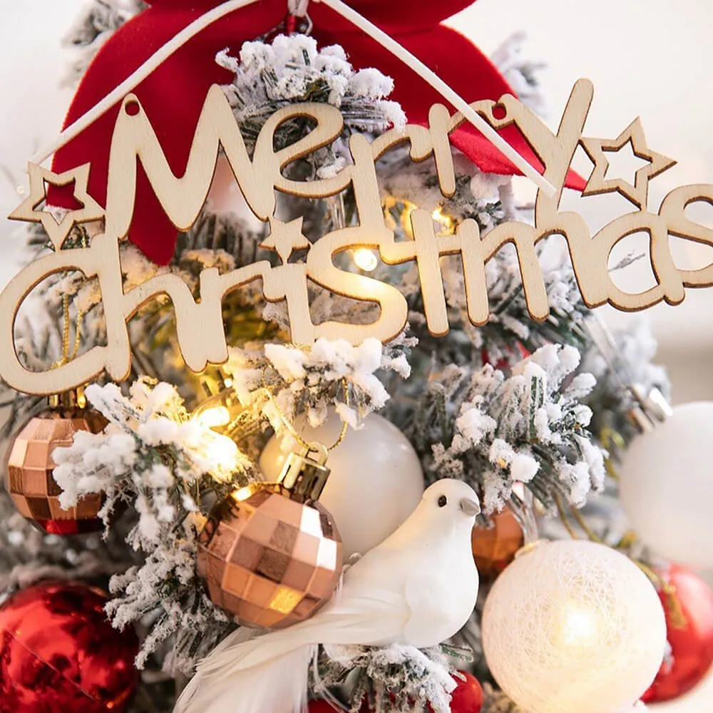 Mini Christmas Tree Set with Balls and Tree Ornaments for Ready Set Up, Ht 45 cm - Red & Gold Decor