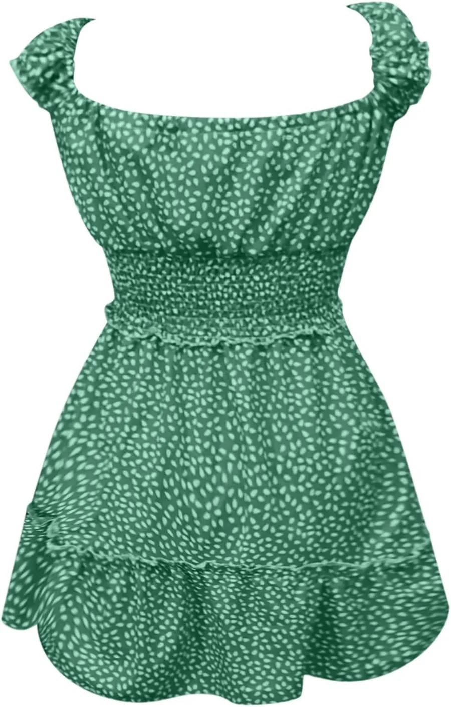 Mini Dresses for Women Summer Casual Floral Boho Sundress Ruffle Short Sleeve Square Neck High Waist Party Sun Dresses