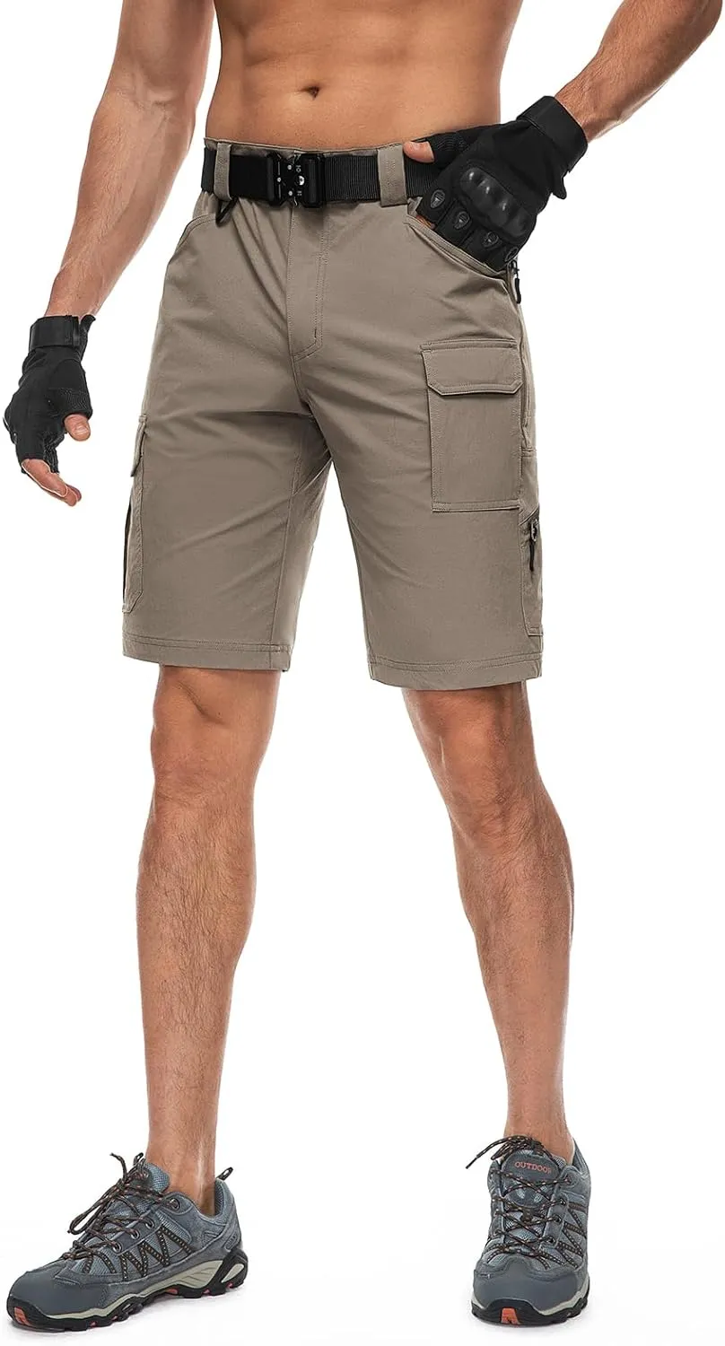 Moosehill Men's Hiking Cargo Shorts Quick Dry Work Shorts for Men Casual Tactical with 7 Pockets Waterproof No Belt