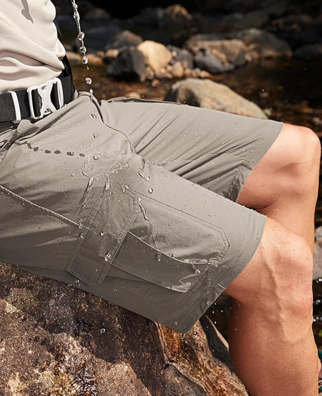 Moosehill Men's Hiking Cargo Shorts Quick Dry Work Shorts for Men Casual Tactical with 7 Pockets Waterproof No Belt
