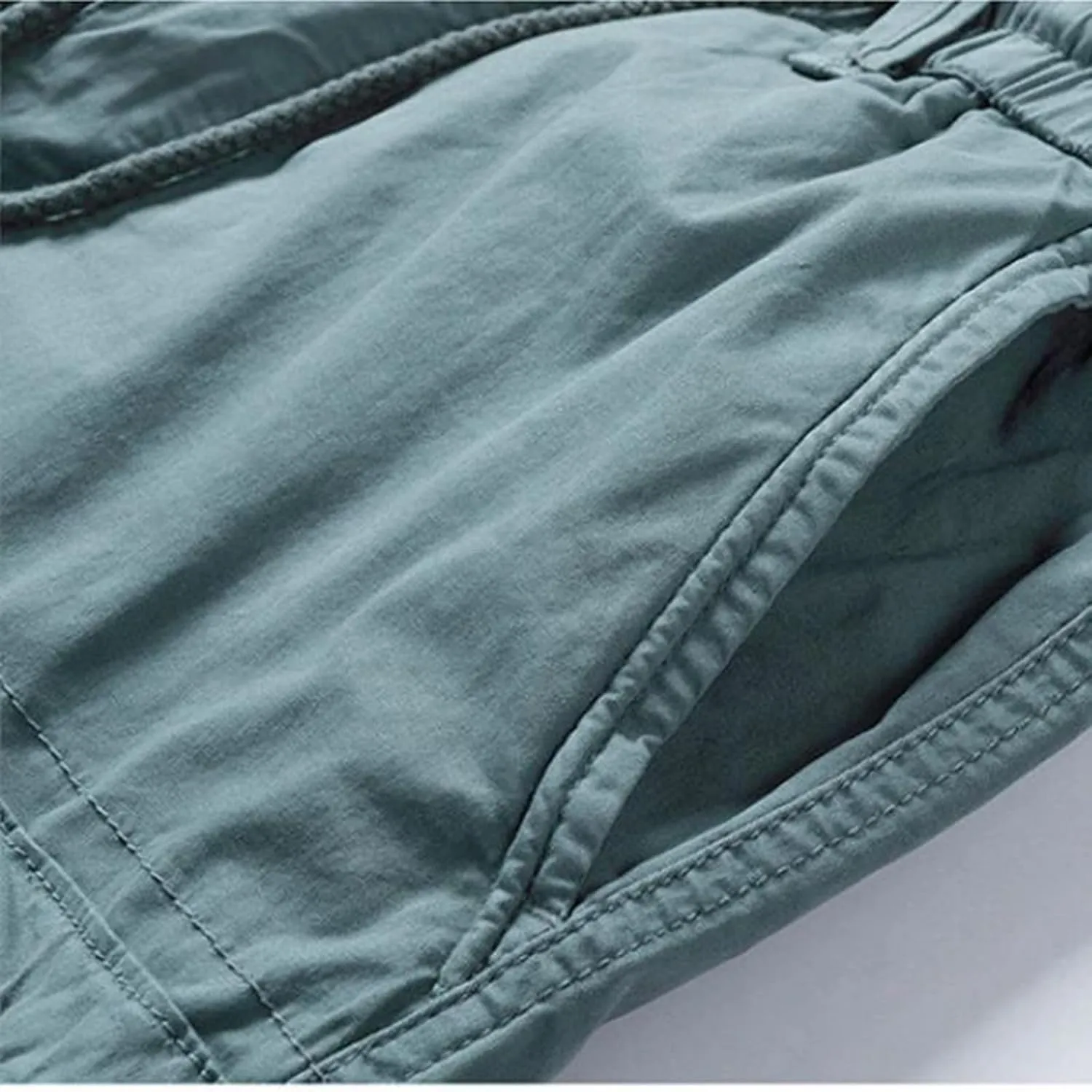 Muscularfit Cotton Linen Shorts for Men Casual Summer Big and Tall Drawstring Elastic Waist Cargo Shorts Multi Pockets Sport