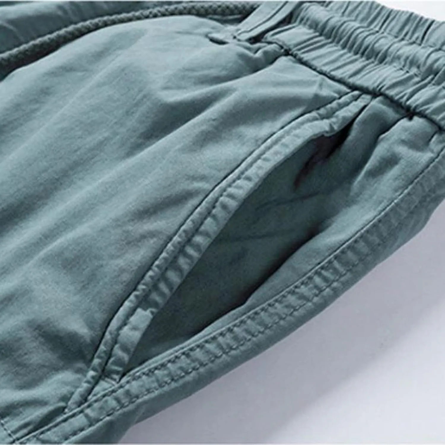 Muscularfit Cotton Linen Shorts for Men Casual Summer Big and Tall Drawstring Elastic Waist Cargo Shorts Multi Pockets Sport