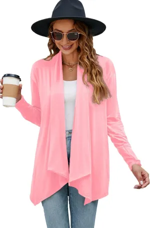 Naggoo Women's Draped Open Front Cardigans Casual Lightweight Long Sleeve Duster Cardigan