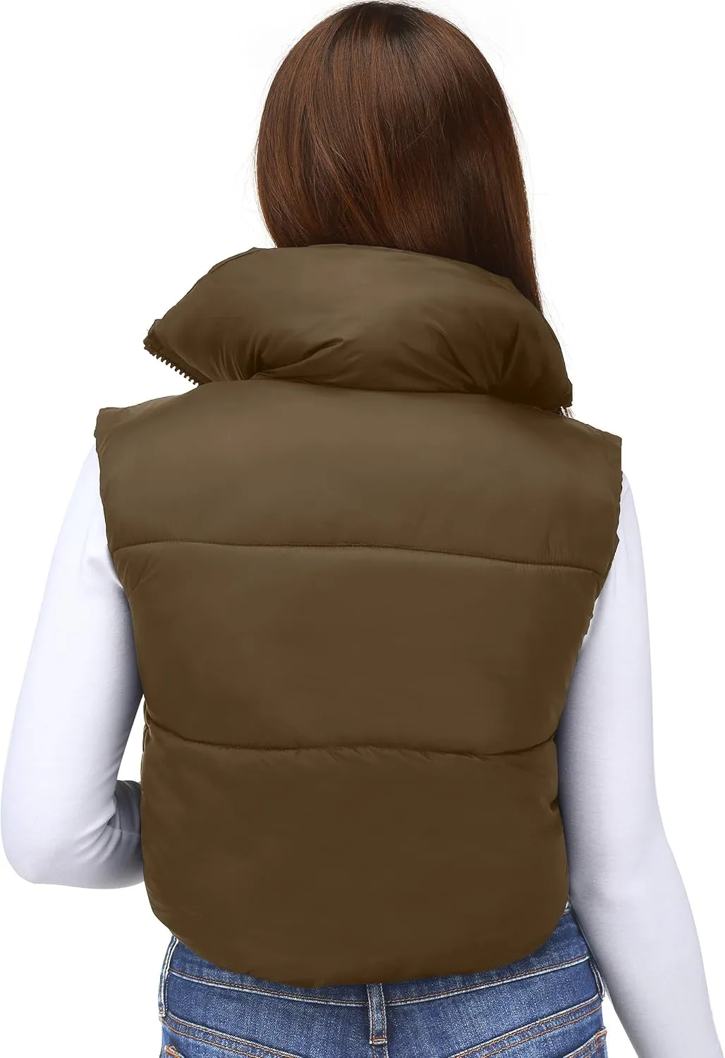NY Threads Cropped Puffer Vest Women Lightweight Stand Collar Sleeveless Zip Up Winter Padded Gilet