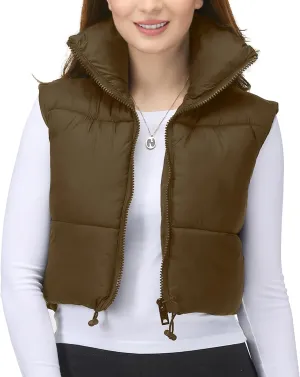 NY Threads Cropped Puffer Vest Women Lightweight Stand Collar Sleeveless Zip Up Winter Padded Gilet