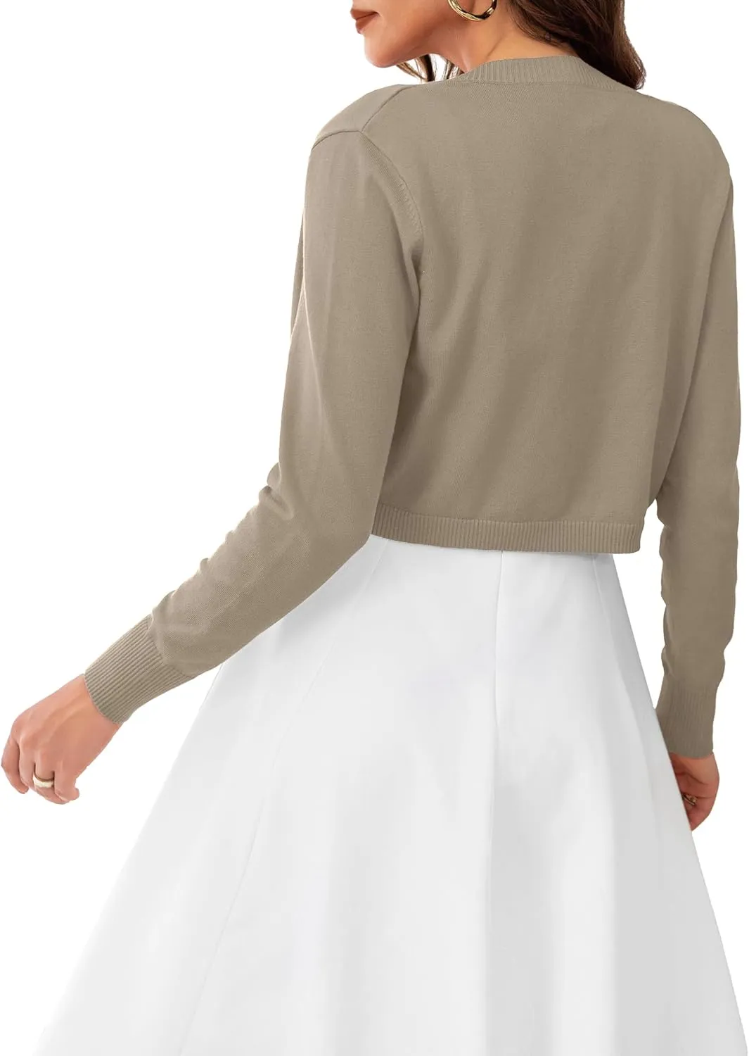 OmicGot Women's Long Sleeve Cropped Cardigan Sweaters Open Front Bolero Shrug for Dresses S-XL