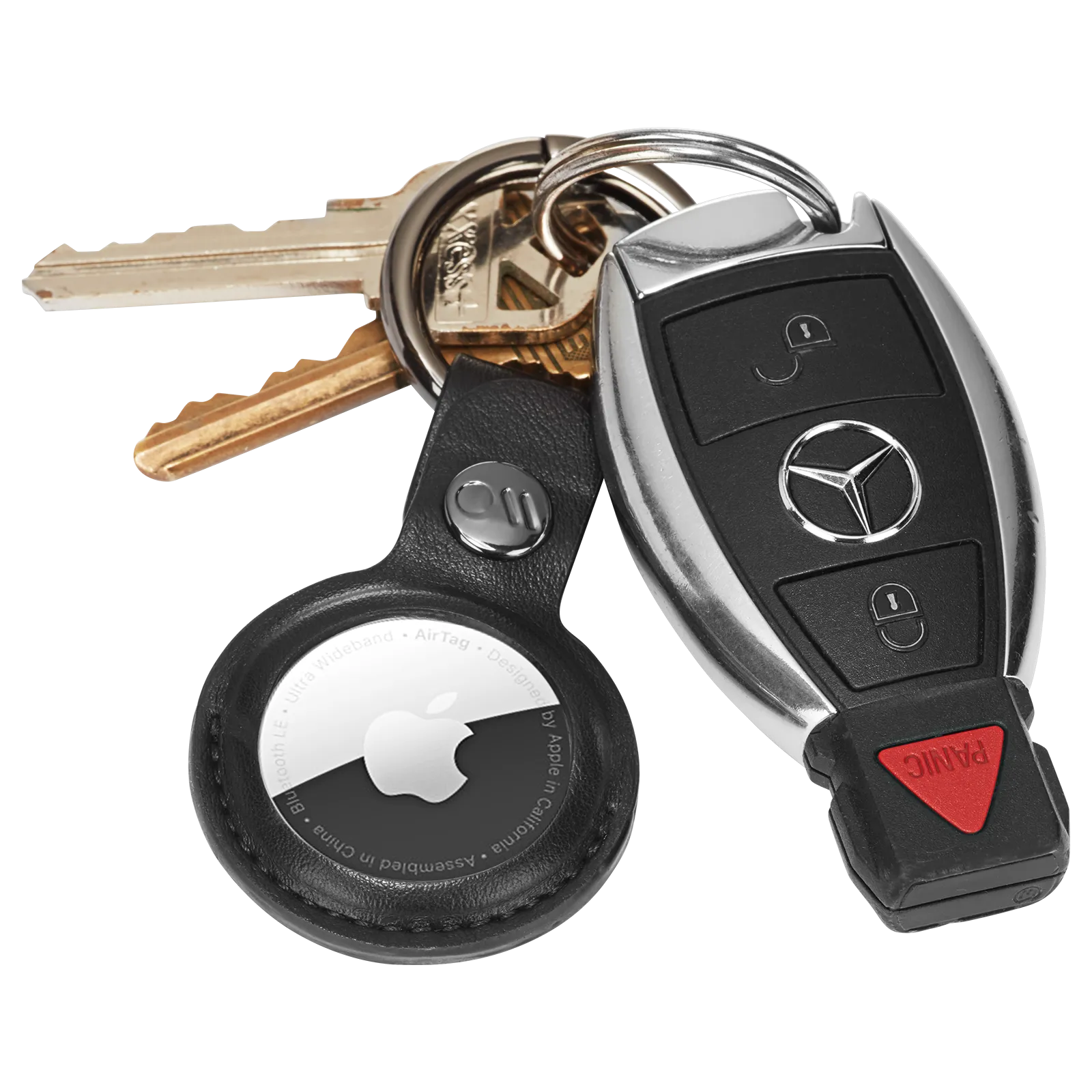 [OPEN BOX] CASE-MATE Clip Ring Leather Keychain Apple AirTag Case - Black