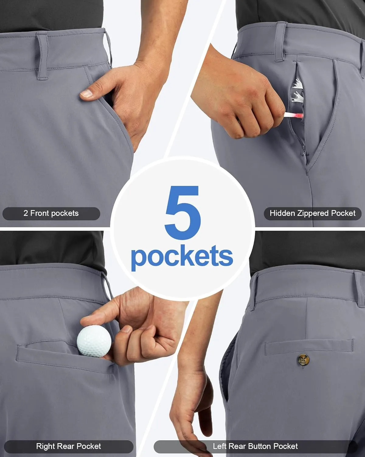 Outdoor Ventures Men's Golf Shorts 11" Inseam Classic-Fit Flat Front Stretch Casual Shorts with Pockets Summer Hiking Travel
