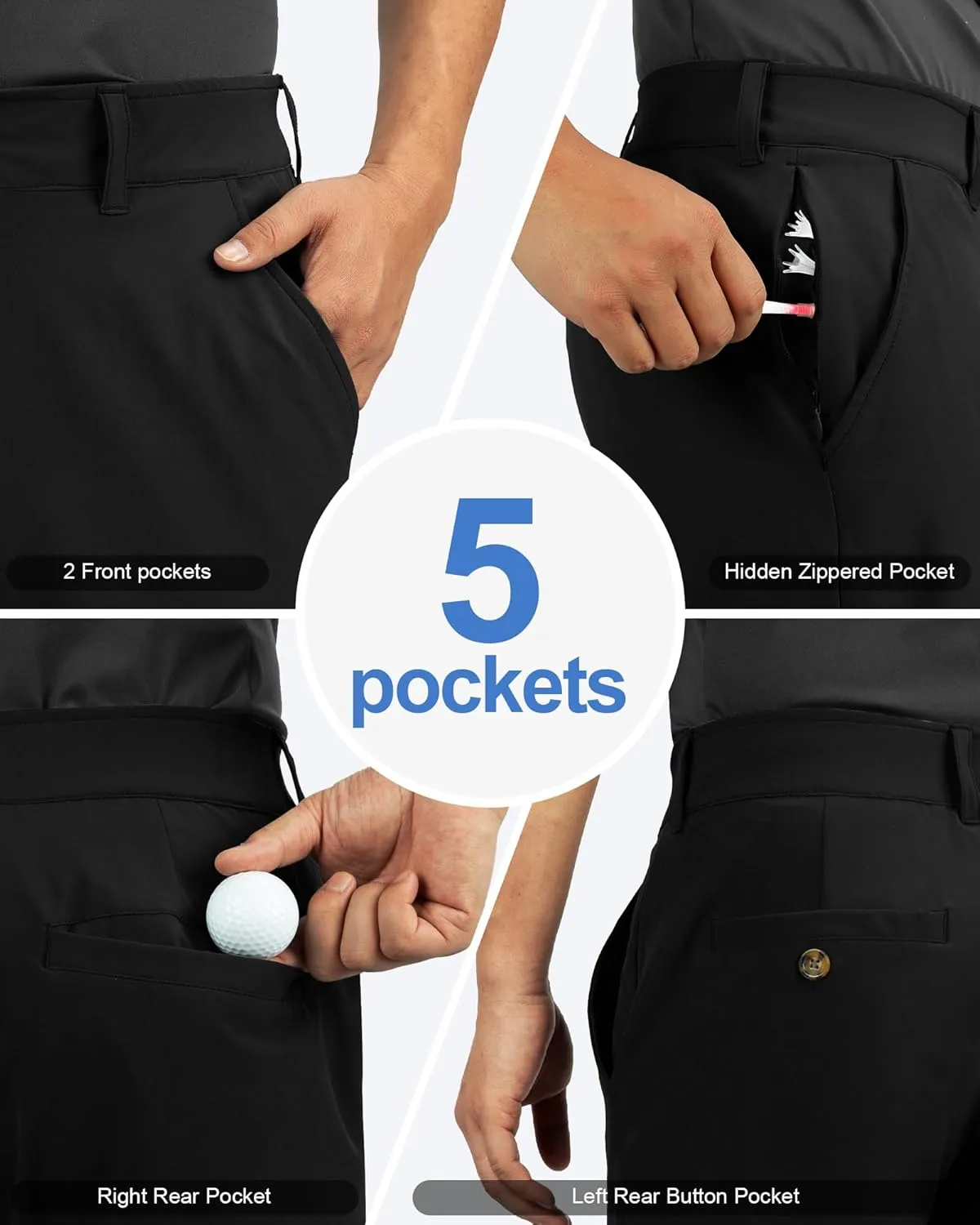 Outdoor Ventures Men's Golf Shorts 11" Inseam Classic-Fit Flat Front Stretch Casual Shorts with Pockets Summer Hiking Travel