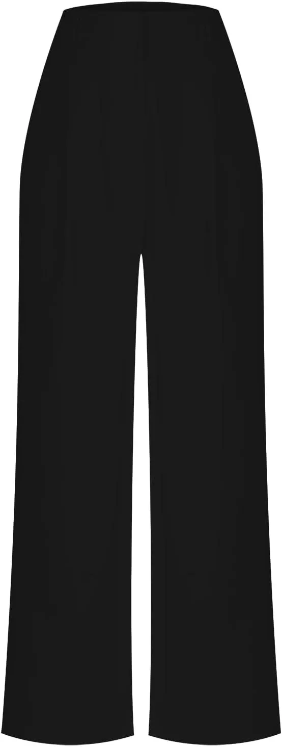 Palazzo Pants for Women Petite Work High Waisted Dress Pants Smocked Ankle Flowy Wide Leg Business Casual Clothing