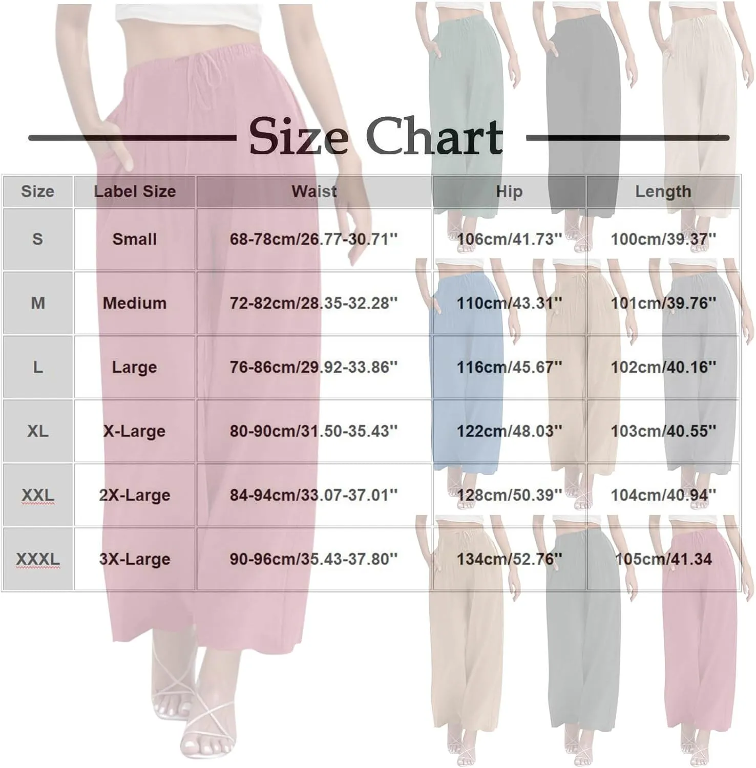 Palazzo Pants for Women Plus Size Wed Leg Palazzo Pants Summer Casual Cotton Linen Lounge Trouser Boho Beach Outfits