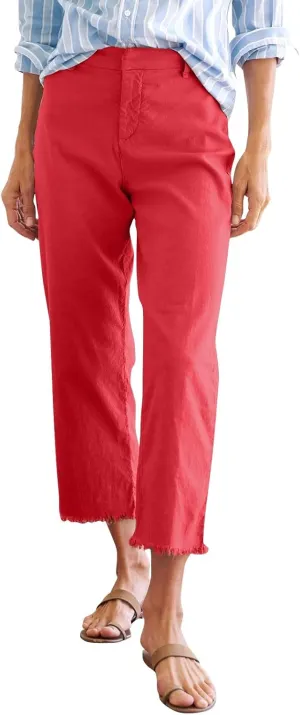 Pants for Women, Casual Pants Peasant Plus Size Straight Leg Linen Plaid
