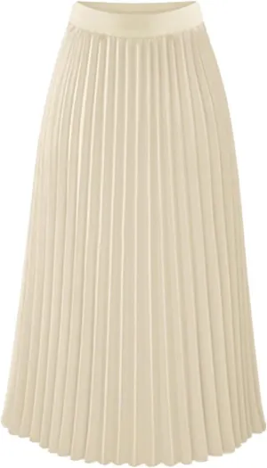 Pleated Skirts for Women Tiered Maxi Long Skirt Dress Casual High Waisted Skirt Boho Flowy Swing Fashion Skirts