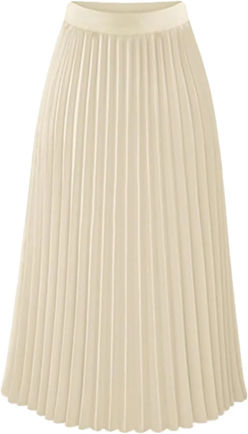 Pleated Skirts for Women Tiered Maxi Long Skirt Dress Casual High Waisted Skirt Boho Flowy Swing Fashion Skirts
