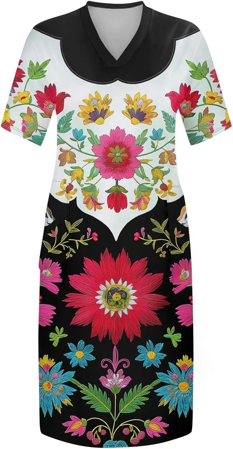 Plus Size Dresses for Curvy Women 2024 Summer Casual Short Sleeve Tshirt Midi Dress with Pockets Beach Vacation Dress