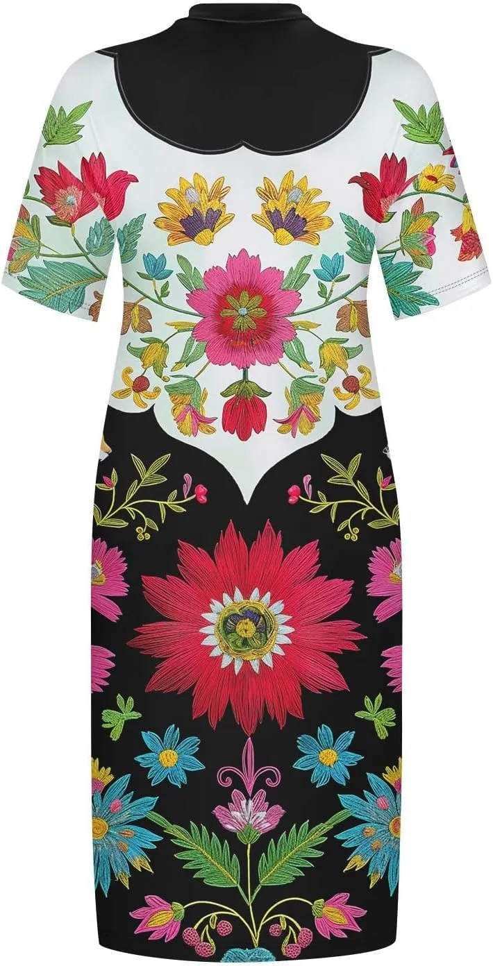 Plus Size Dresses for Curvy Women 2024 Summer Casual Short Sleeve Tshirt Midi Dress with Pockets Beach Vacation Dress