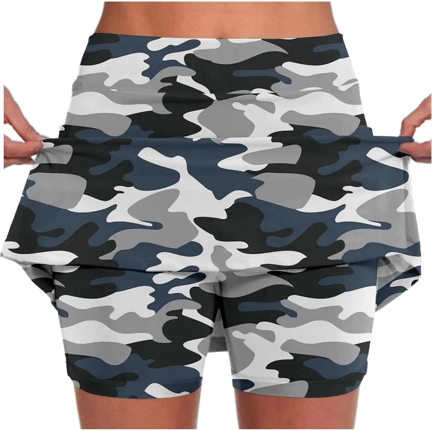 Plus Size Skorts for Women Tummy Control High Waisted Athletic Tennis Golf Skirt with Shorts Pockets Lightweight Biker Shorts