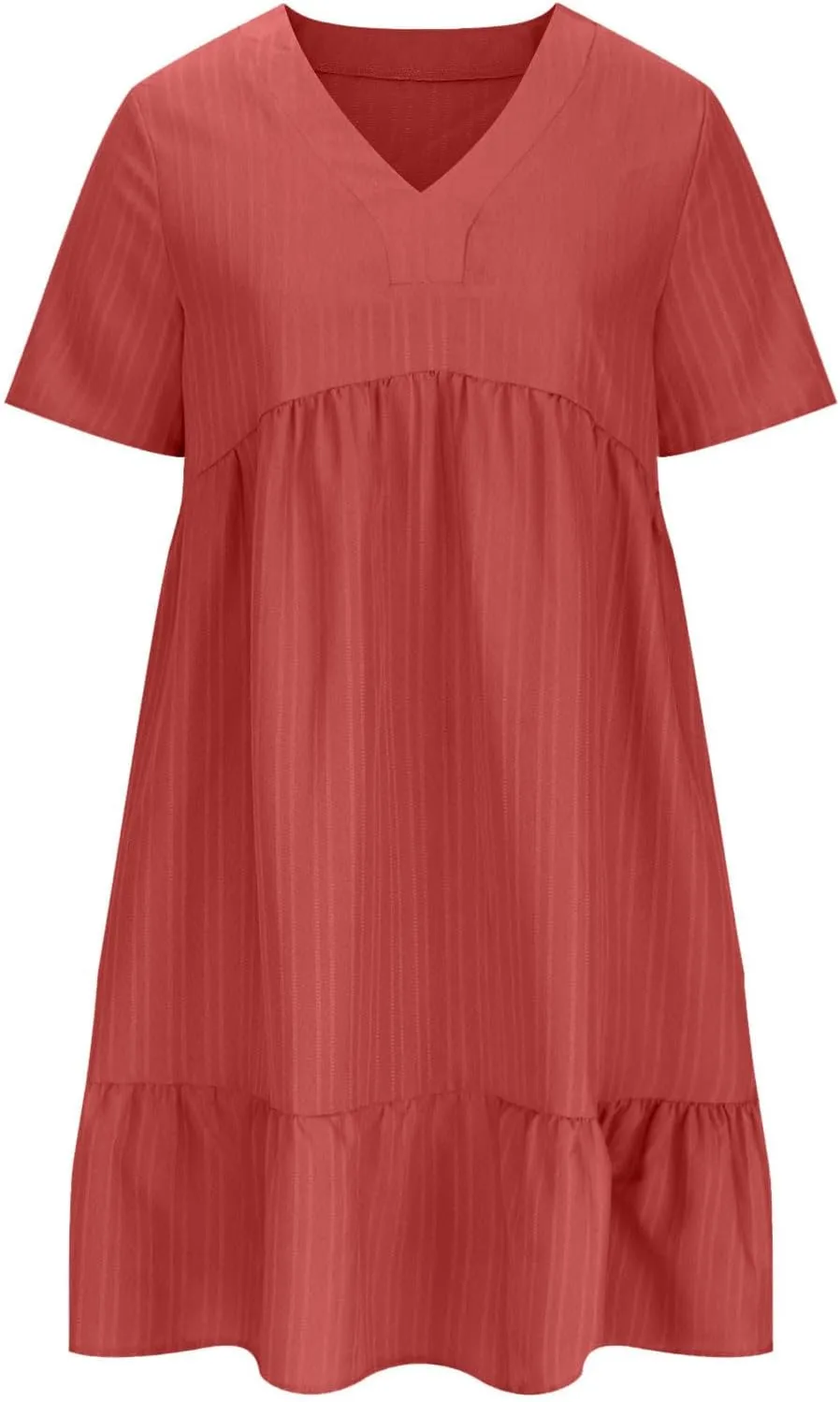 Plus Size Summer Dresses for Women 2025 Vacation Casual Short Sleeve Midi Sundress Tiered Ruffle Pleated T Shirt Dress