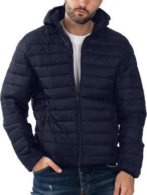 Polu Men's Puffer Jacket with Hood Lightweight Windproof Water-Resistant Winter Down Jacket For Outdoor Hiking Camping