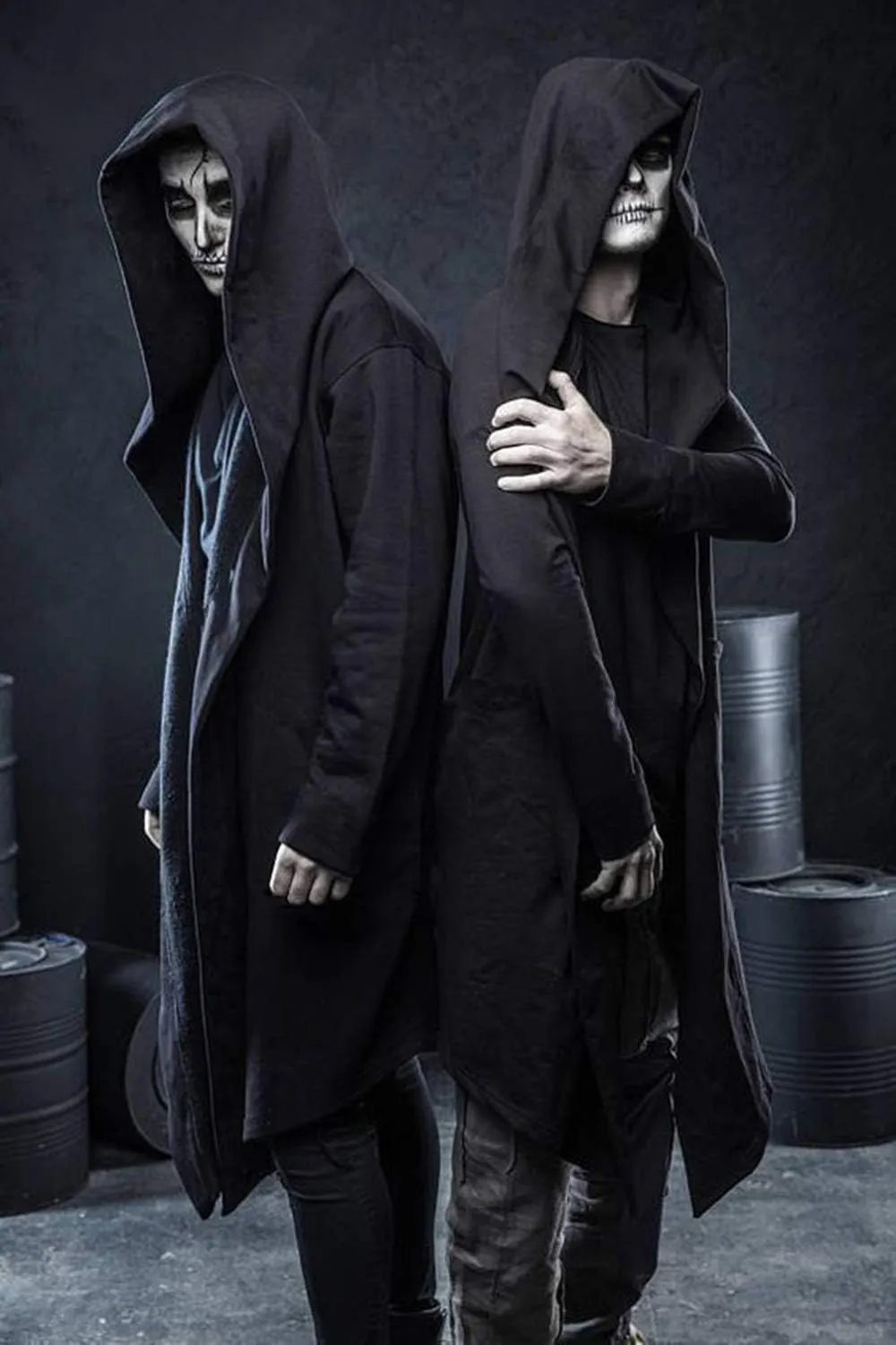 Poriff Mens Draped Cardigans Long Sleeve with Hooded Pockets Long Shawl Ruffle