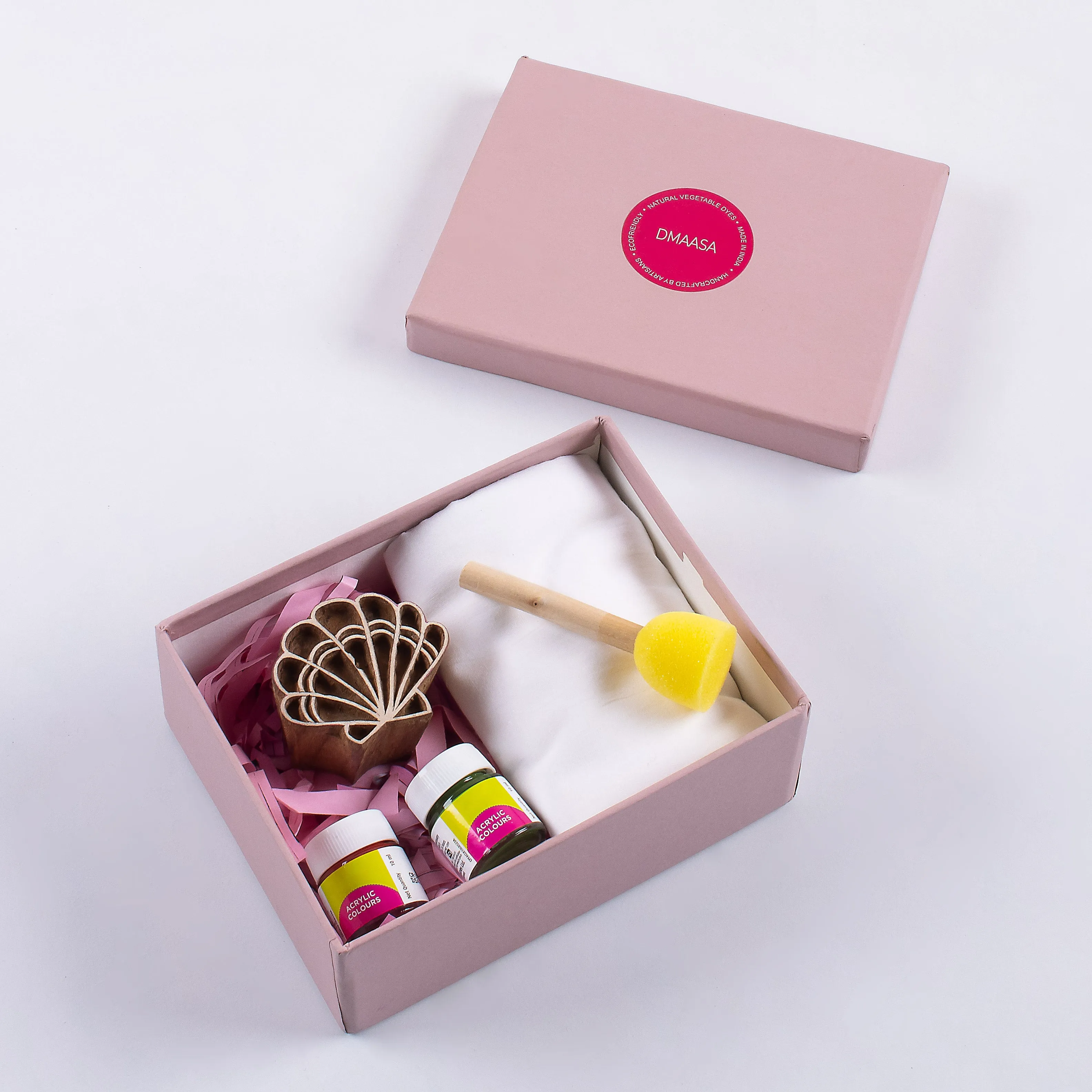 Premium Handmade Block Printing Kit With White Stole