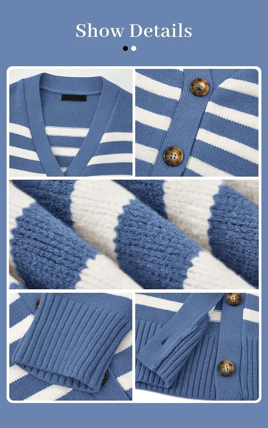 PRETTYGARDEN Women's Long Sleeve Striped Open Front Cardigan Sweaters Button Down Knit Lady Jackets 2025 Fall Outfits