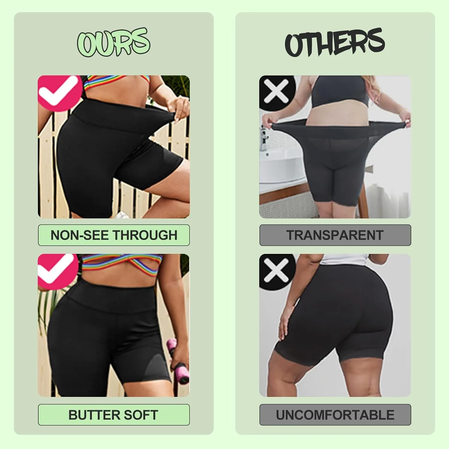 QGGQDD 3 Pack Plus Size Biker Shorts for Women  8" High Waisted Black Shorts for Yoga Workout (2X 3X 4X)