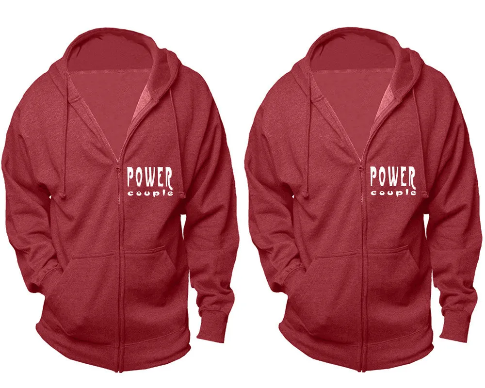 "Power Couple" Couple Matching Zipper Hoodies – Unisex, Sold Separately in All Sizes, Stylish and Comfortable