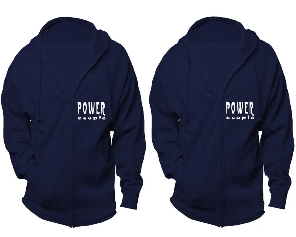 "Power Couple" Couple Matching Zipper Hoodies – Unisex, Sold Separately in All Sizes, Stylish and Comfortable
