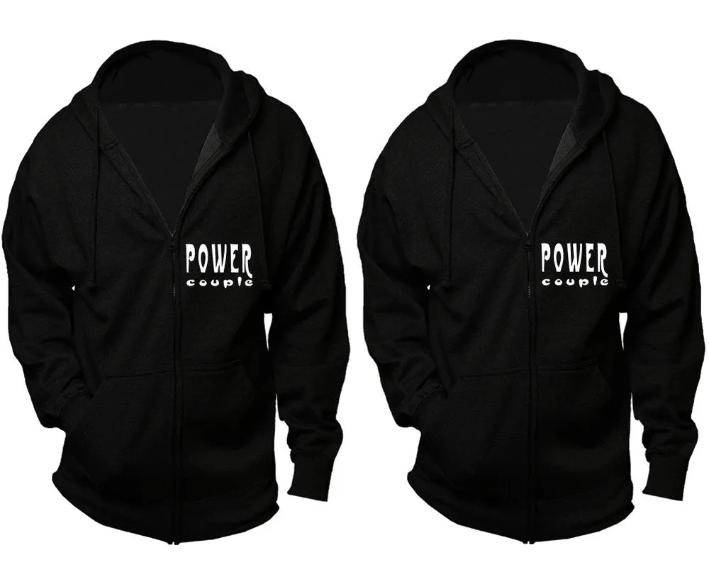 "Power Couple" Couple Matching Zipper Hoodies – Unisex, Sold Separately in All Sizes, Stylish and Comfortable