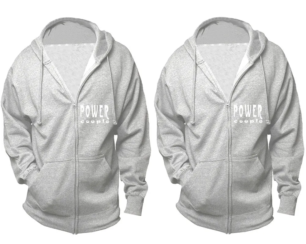 "Power Couple" Couple Matching Zipper Hoodies – Unisex, Sold Separately in All Sizes, Stylish and Comfortable