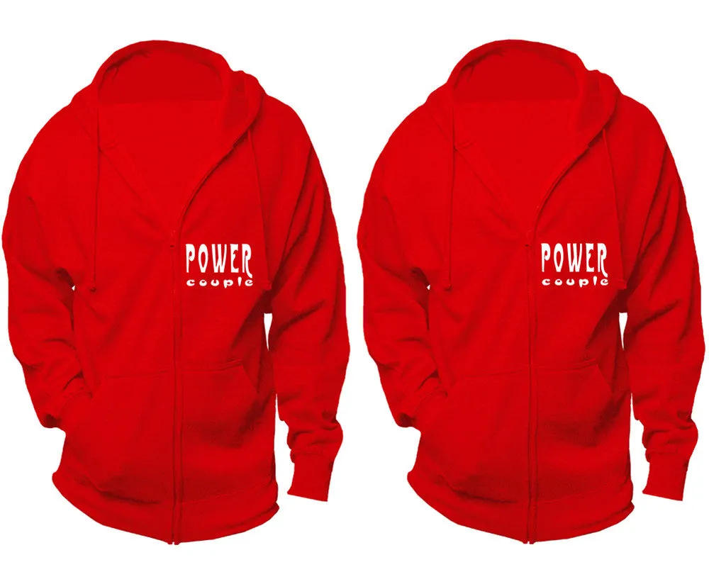 "Power Couple" Couple Matching Zipper Hoodies – Unisex, Sold Separately in All Sizes, Stylish and Comfortable