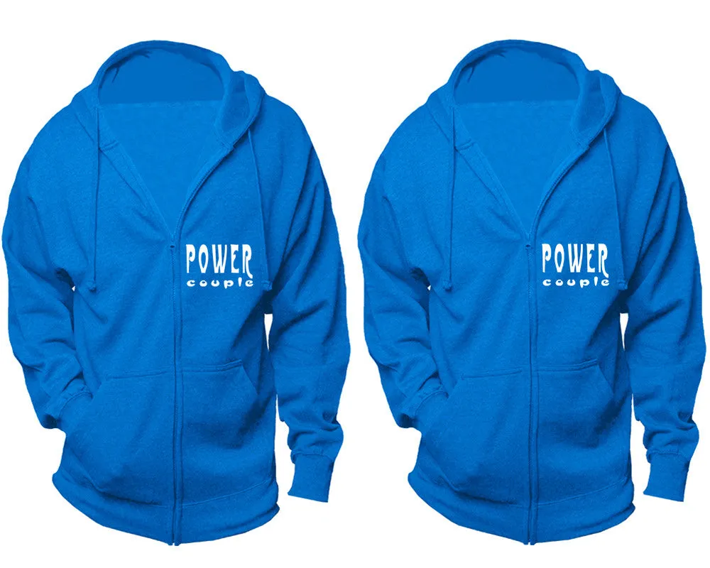 "Power Couple" Couple Matching Zipper Hoodies – Unisex, Sold Separately in All Sizes, Stylish and Comfortable