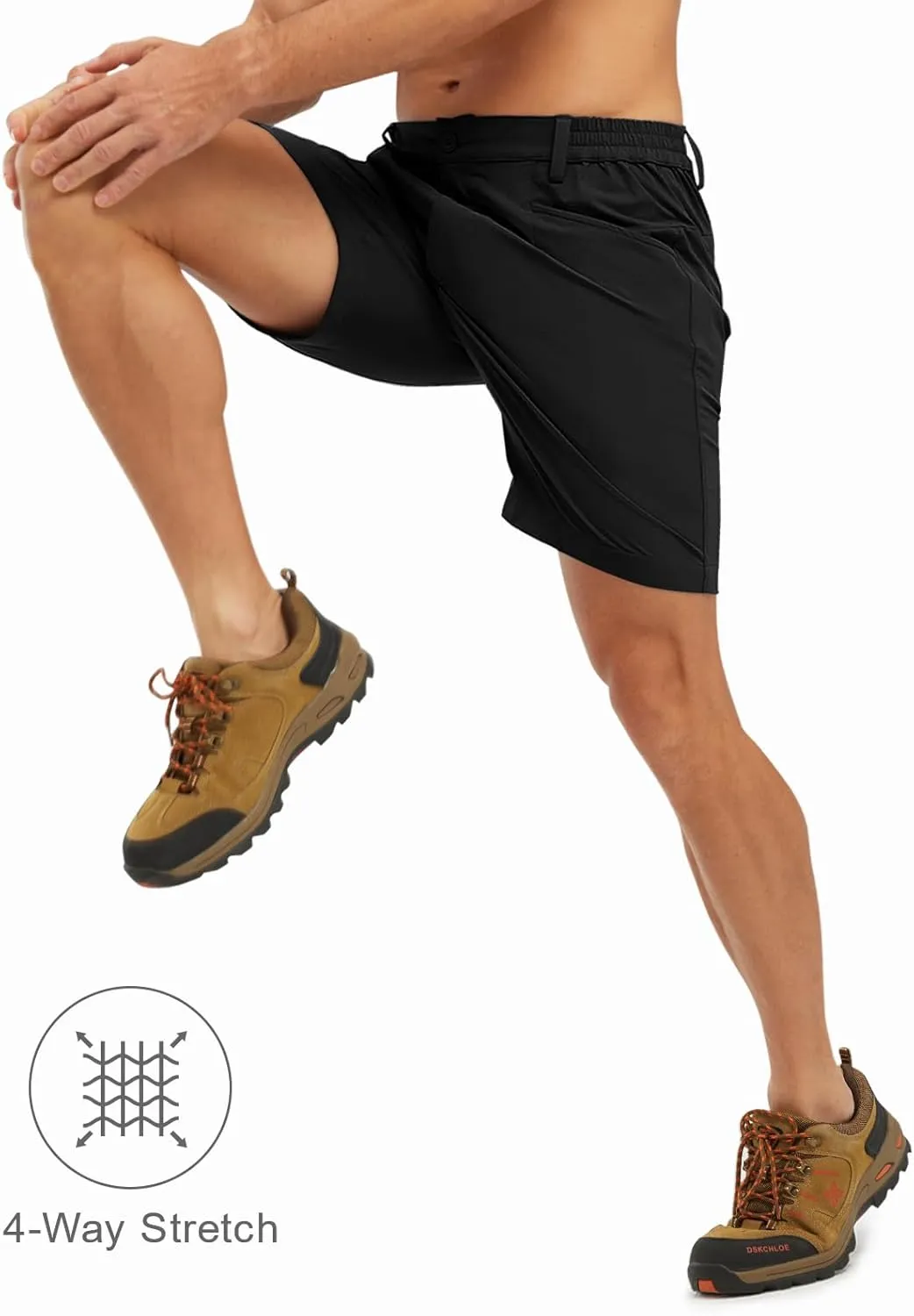 Rdruko Men's Stretch Golf Shorts 7 Inch Inseam Dress Casual Dry Fit Elastic Waist Lightweight Flat Front Work Shorts