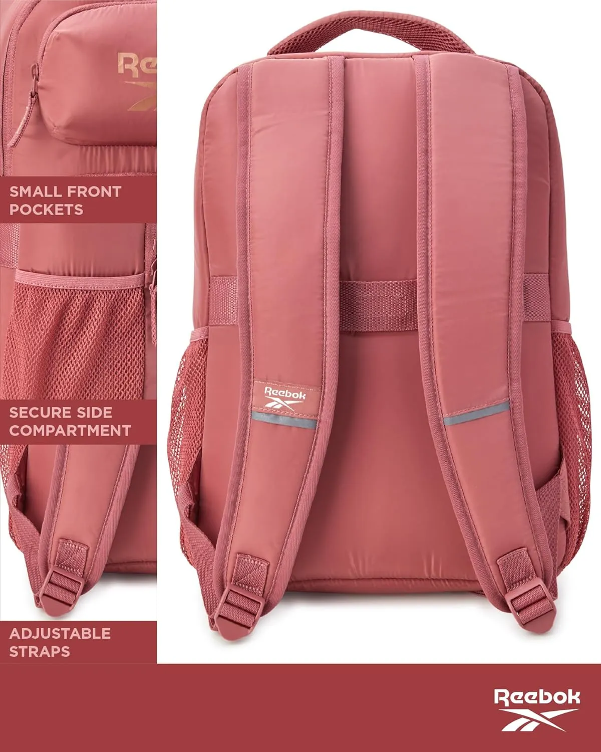 Reebok Backpack - Lightweight Carry On Weekender Overnight Sports Gym Bag - Versatile Bag Pack for Travel, Beach, Size One Size, Rose Watson