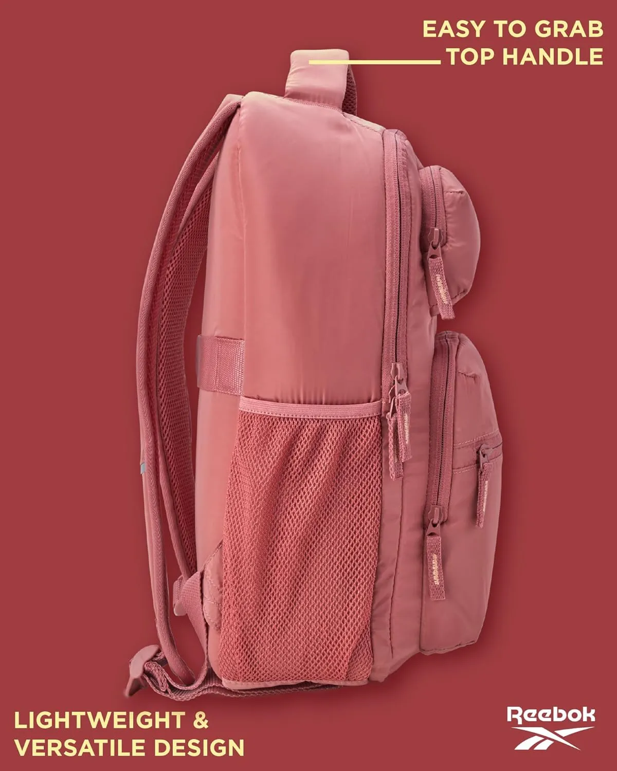Reebok Backpack - Lightweight Carry On Weekender Overnight Sports Gym Bag - Versatile Bag Pack for Travel, Beach, Size One Size, Rose Watson