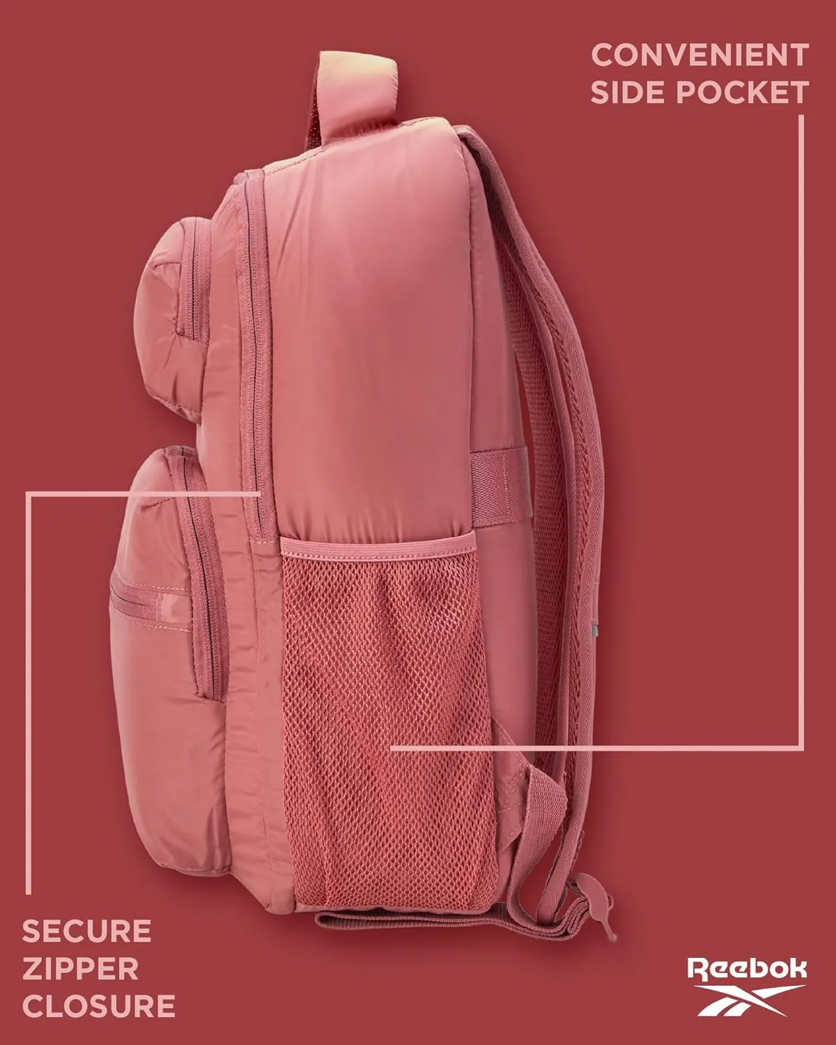 Reebok Backpack - Lightweight Carry On Weekender Overnight Sports Gym Bag - Versatile Bag Pack for Travel, Beach, Size One Size, Rose Watson
