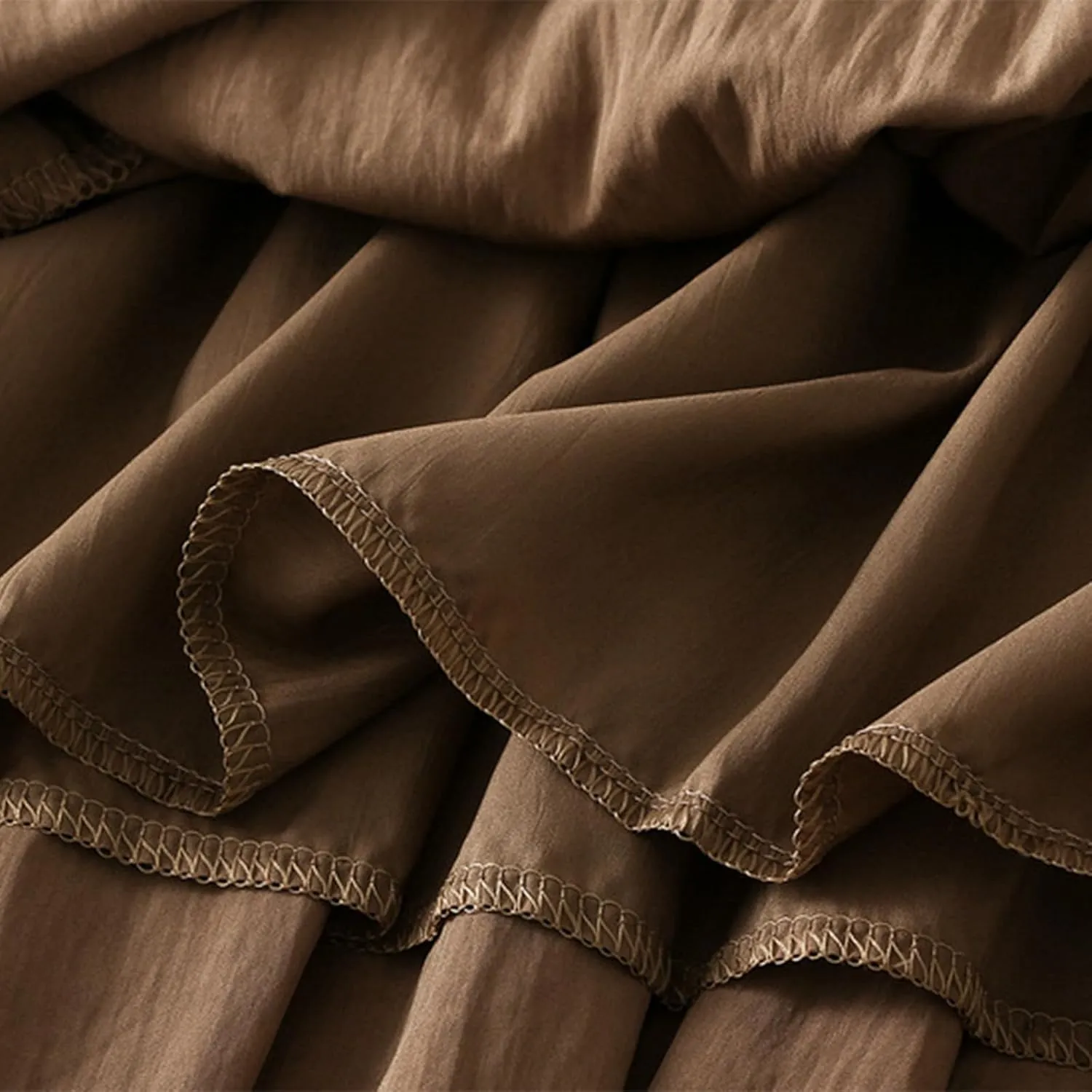 Ruffle Midi Skirts for Women Elastic Waist Pleated Swing Skirt Trendy Business Solid Color Casual A-Line Skirts