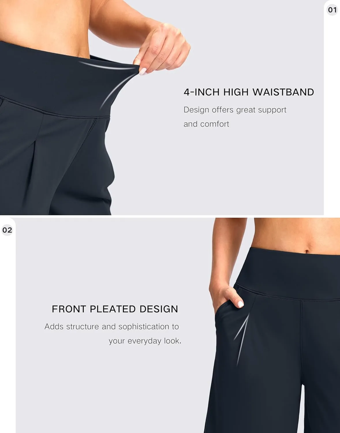SANTINY Bermuda Shorts for Women Knee Length 9" High Waisted Pleated Casual Long Shorts with Pockets Walking Workout Athletic