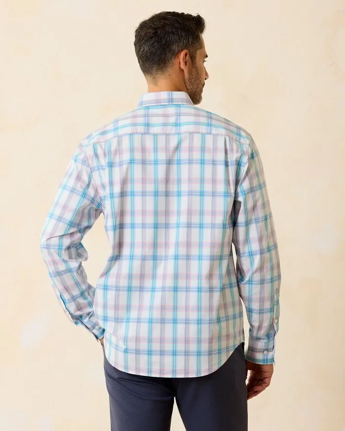 Sarasota Stretch Brillant Check IslandZone® Long-Sleeve Shirt in White by Tommy Bahama