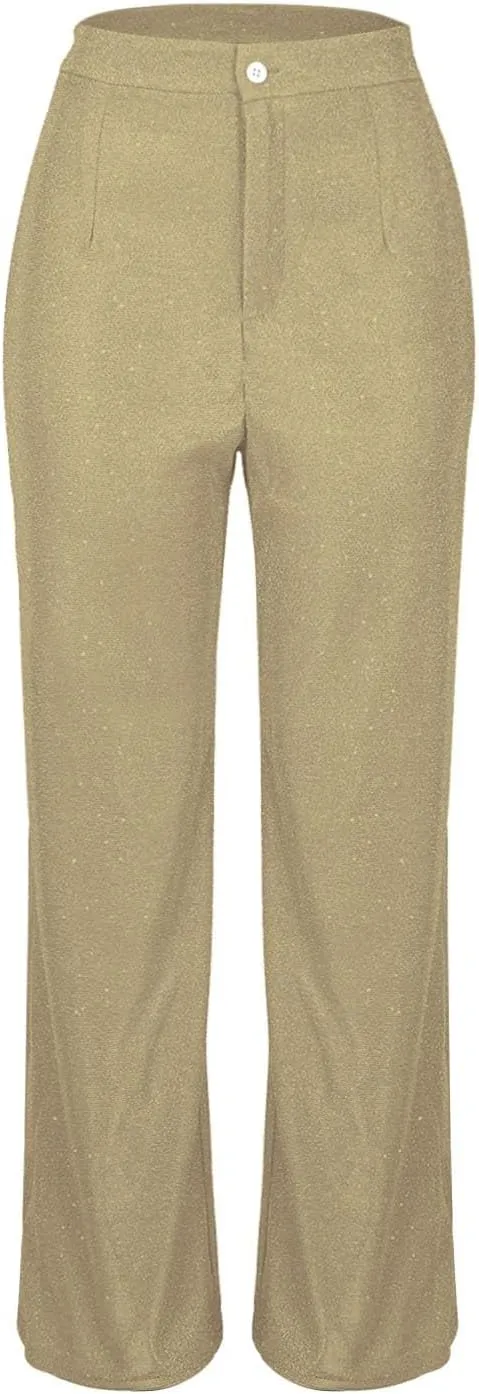 Sequin Pants Women Sparkly Glitter High Waisted Wide Leg Flare Trousers Bell Bottom Night Out Clubwear Party Pants