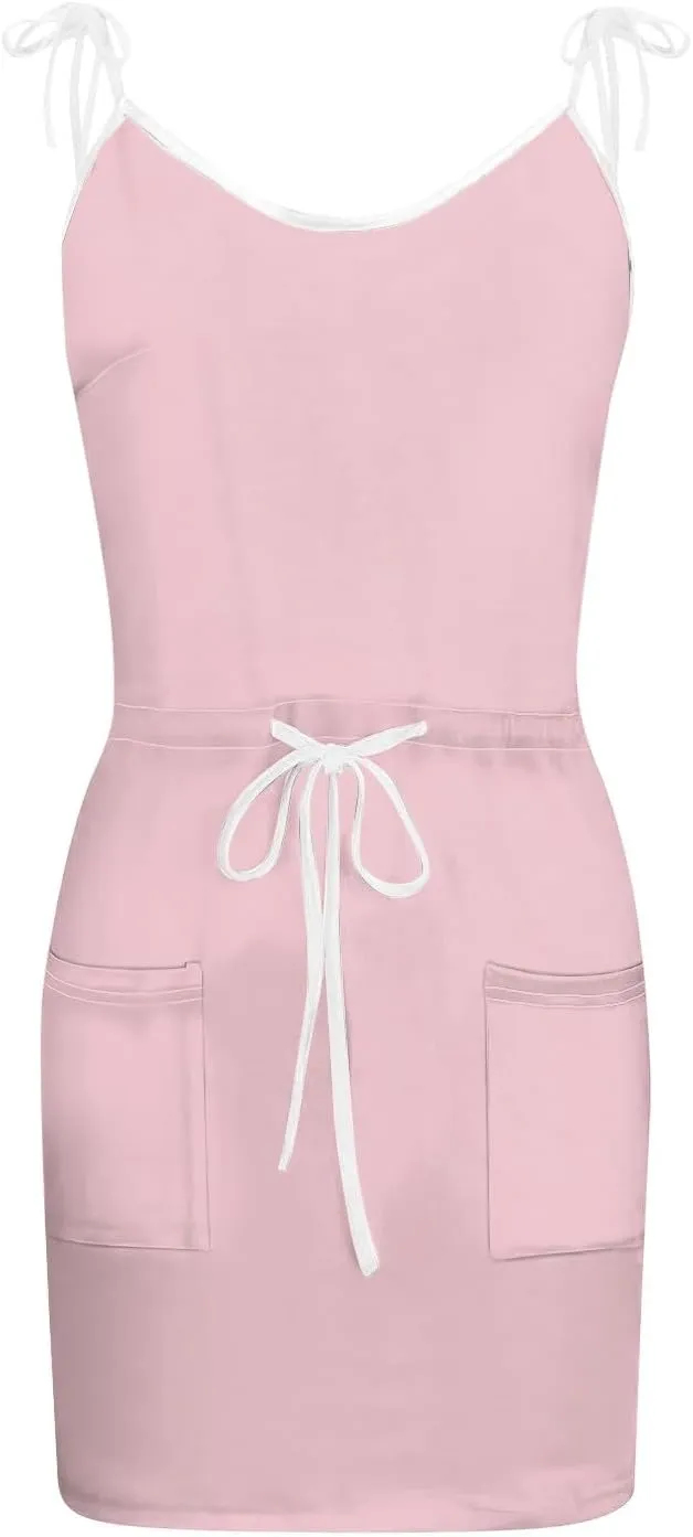 SERYU Women Summer Casual Sleeveless Dresses Spaghetti Strap V-Neck Mini Dress Party Beach Sundress with Pocket