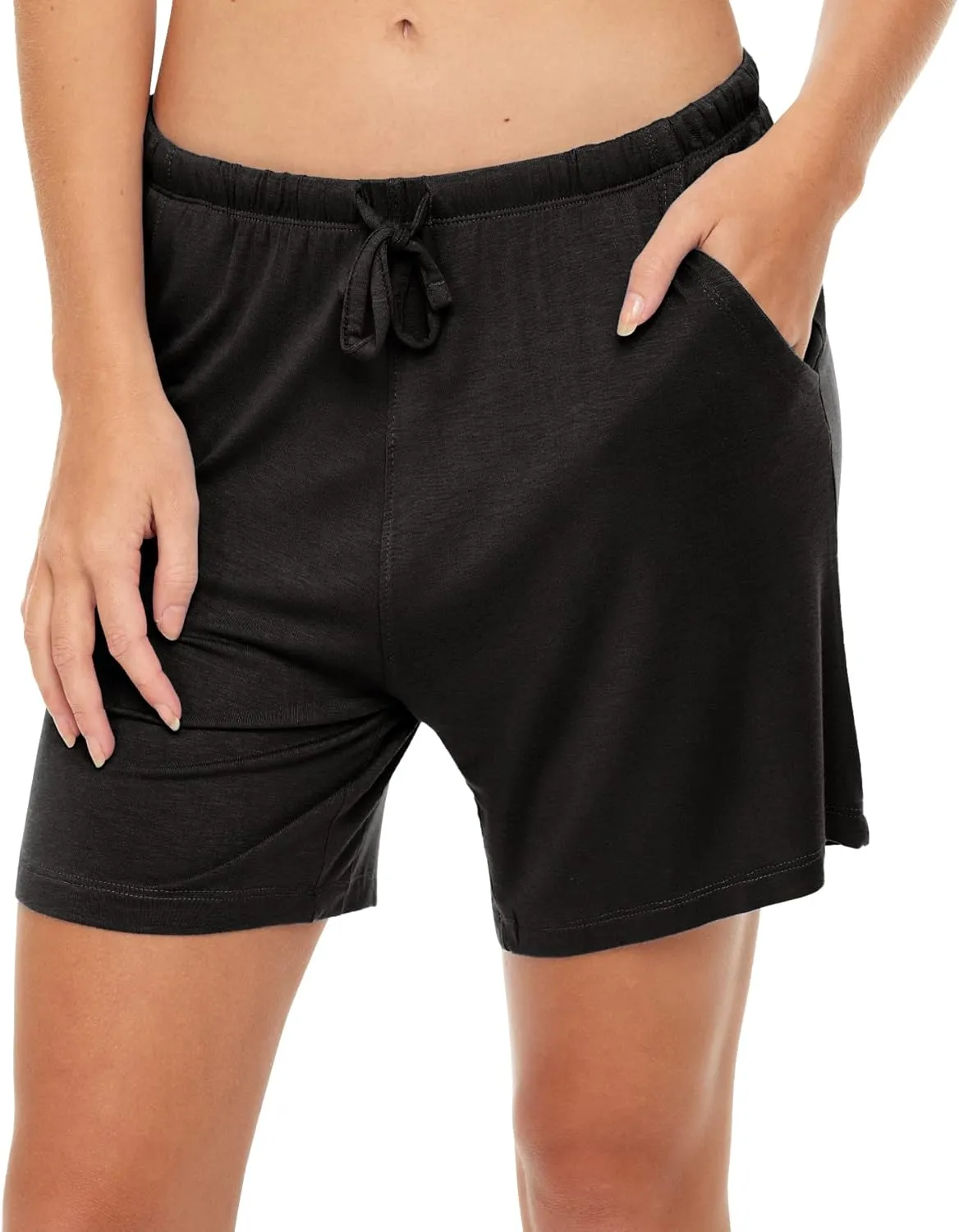 Sexy Basics Women's 5 Pack Anywear Drawstring Super Soft Shorts/Workout Yoga Flowy Casual Lounge Sleep Cotton-Rayon Shorts