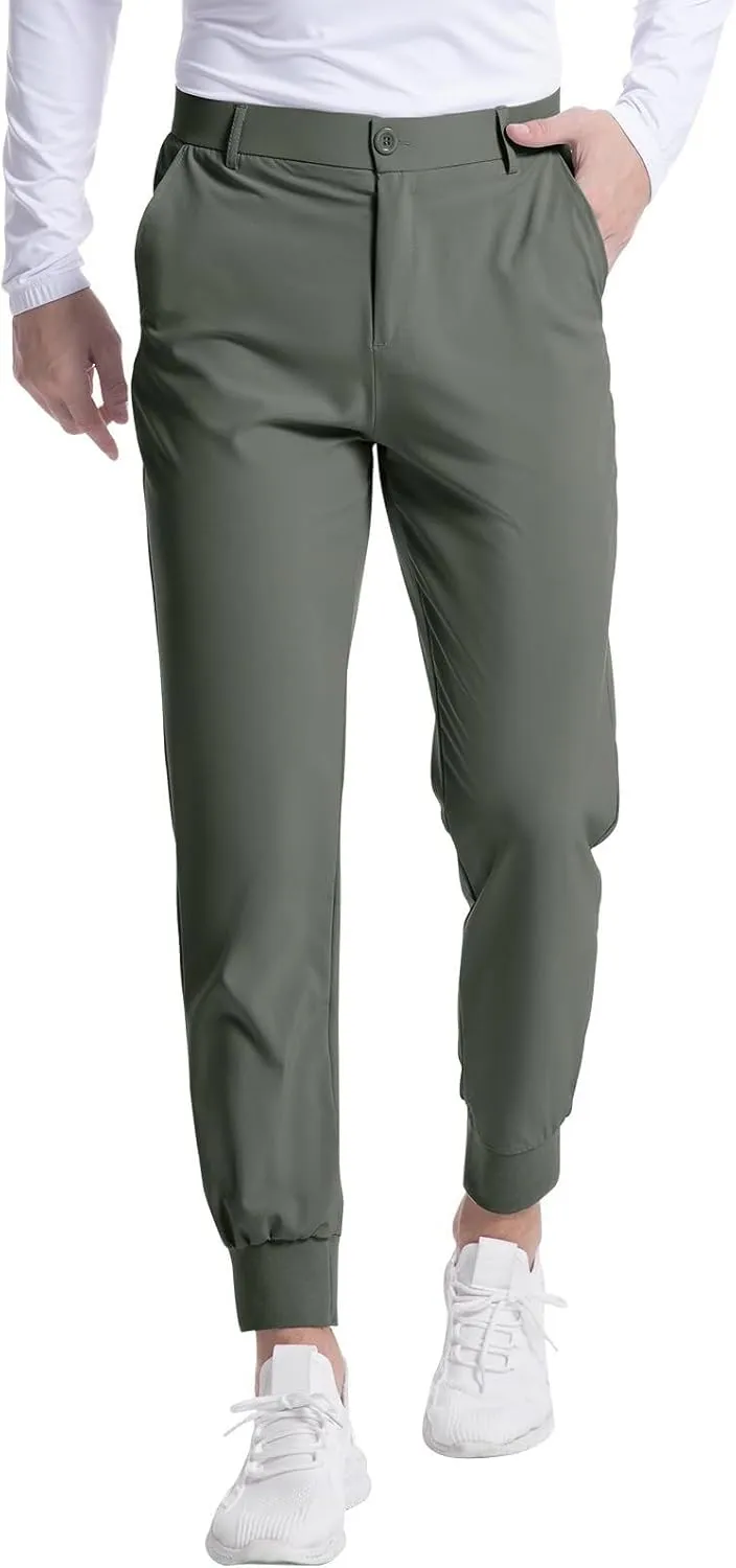 SGASY Men's Golf Joggers Pants with Pockets Slim Fit Stretch Sweatpants Running Travel Dress Work Pants for Men