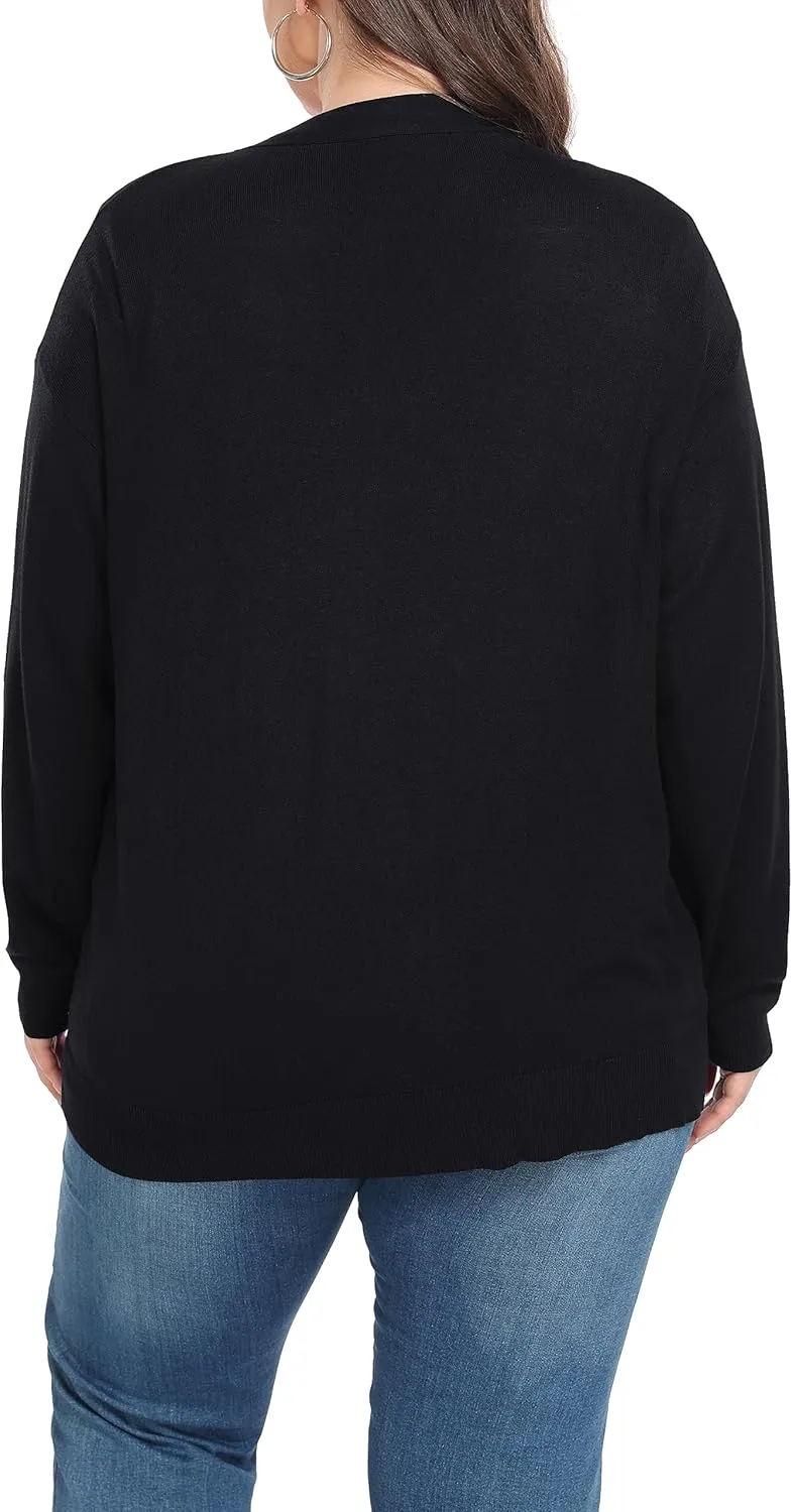 Shiaili Classic Plus Size Sweater for Women Non-Bulky Soft Stretch Cardigans