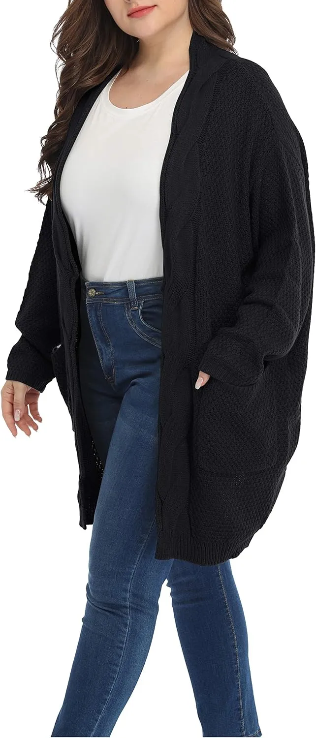 Shiaili Classic Plus Size Sweaters for Women Oversized Long Cardigans