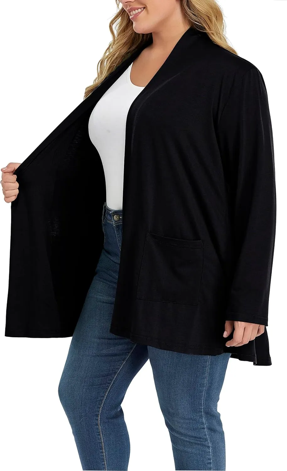 Shiaili Long Plus Size Cardigans for Women Easy to Wear Open Front Clothing