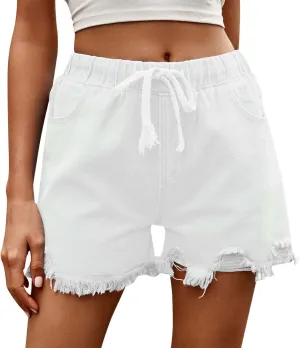Shorts for Women Denim High Waisted 5 Inch Inseam Stretchy Denim Short Pants Casual Summer Lounge Jean Bike Shorts
