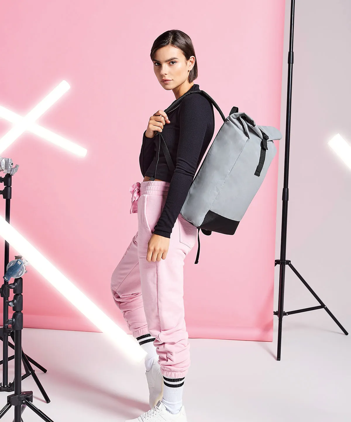 Silver Reflective - Reflective roll-top backpack