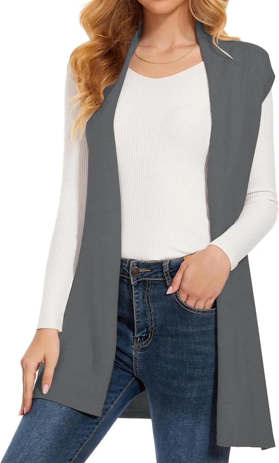 Sleeveless Cardigans for Women Open Front Knit Vest for Spring Summer Fall